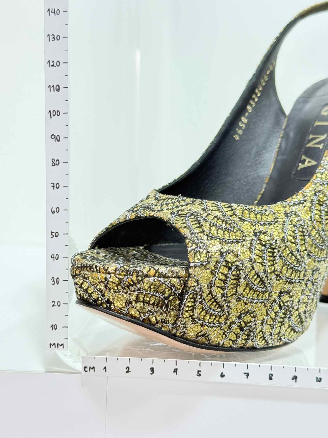 GINA Gold & Black Embroidered Size EU 39.5 Pumps