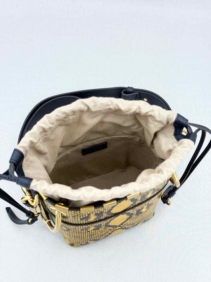 CHLOE Roy Yellow & Black Python Embossed Bucket Bag