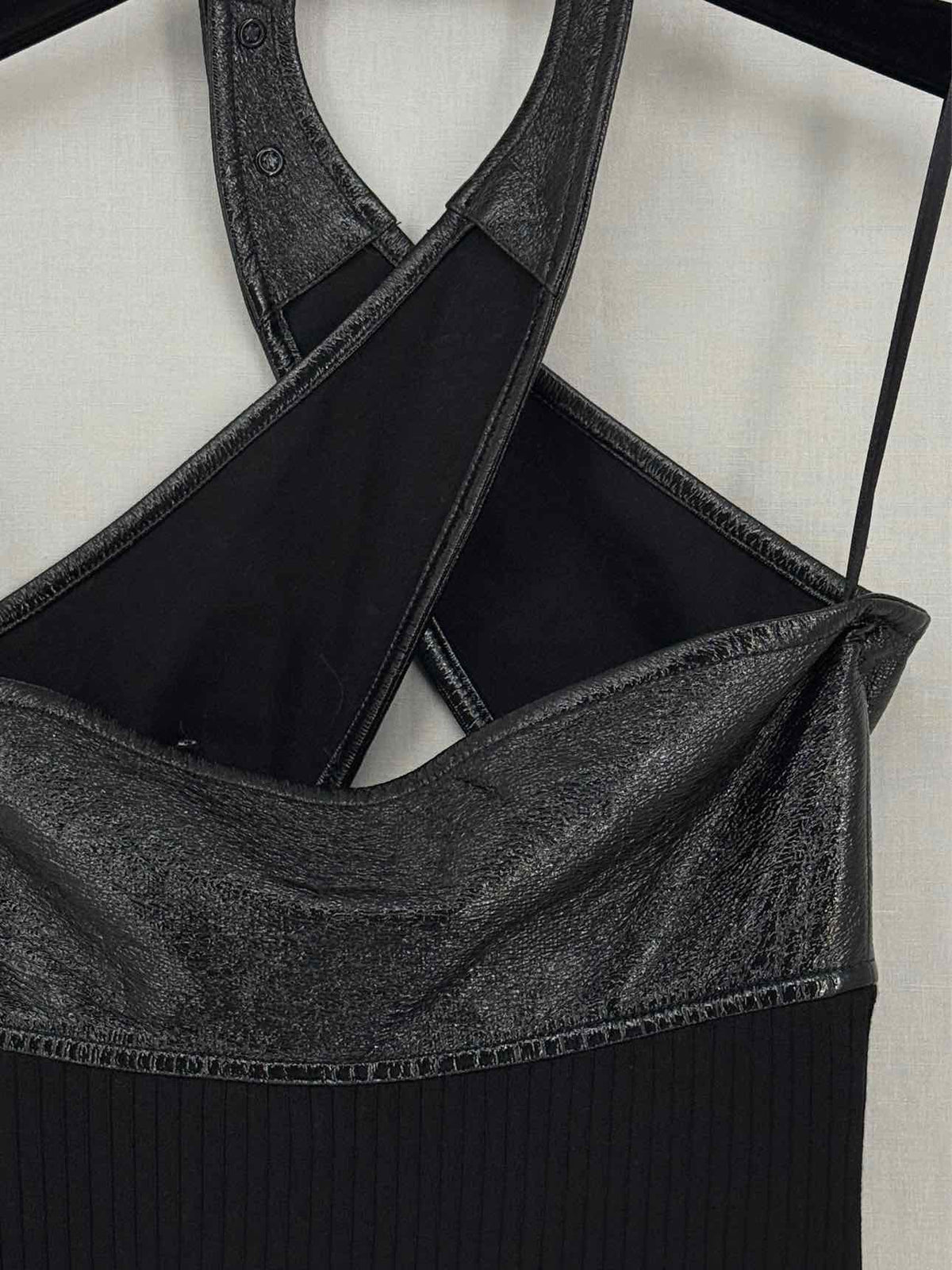 COURREGES Vinyl Knit Black Size US 4 Midi Dress