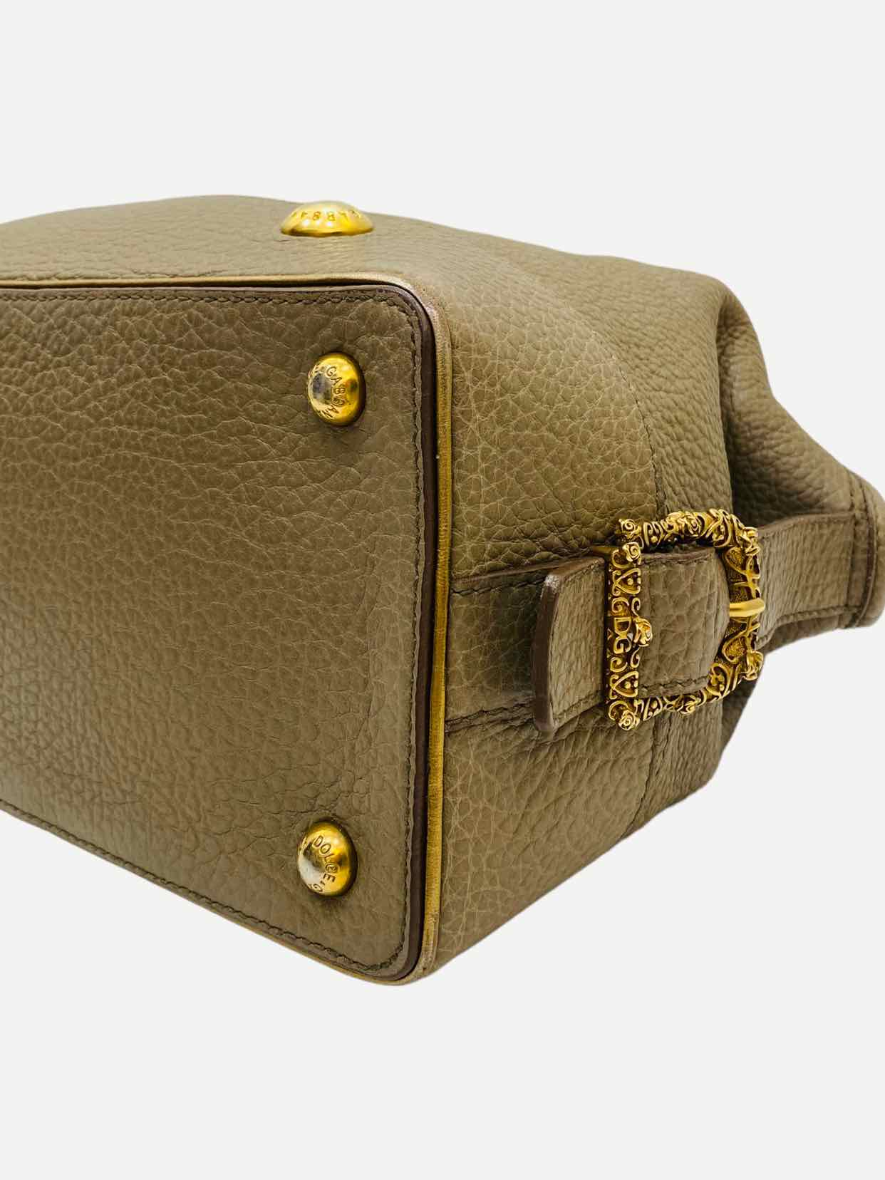 DOLCE & GABBANA Baroque Logo Olive Green Satchel