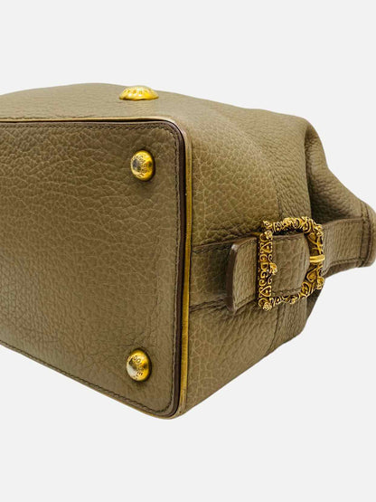 DOLCE & GABBANA Baroque Logo Olive Green Satchel