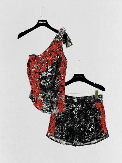 ISABEL MARANT Black & Red Size US 6 Top & Shorts Outfit