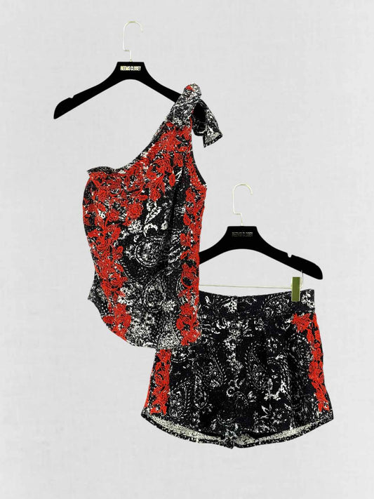 ISABEL MARANT Black & Red Size US 6 Top & Shorts Outfit