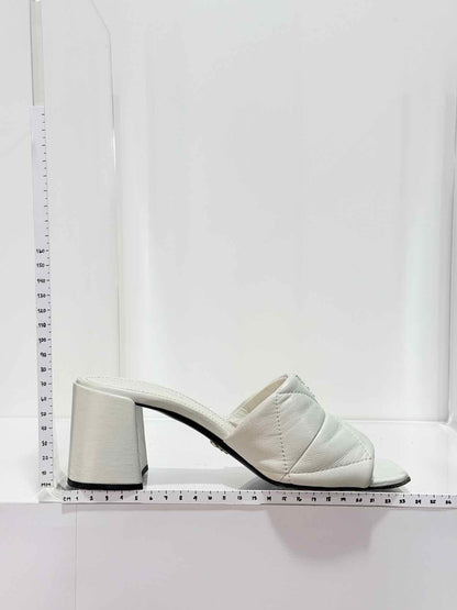 PRADA White Quilted Size EU 37.5 Heeled Sandals