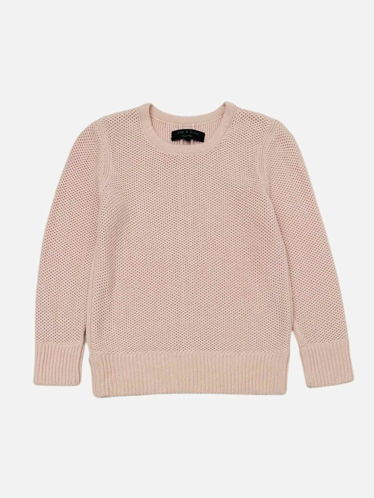 RAG & BONE Light Pink Crochet Size Small Jumper