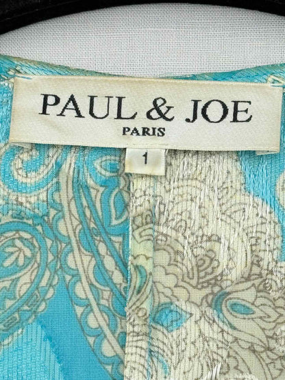 PAUL & JOE Kimono Blue & Cream Size Small Top