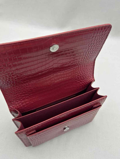 SAINT LAURENT Sunset Burgundy Shoulder Bag