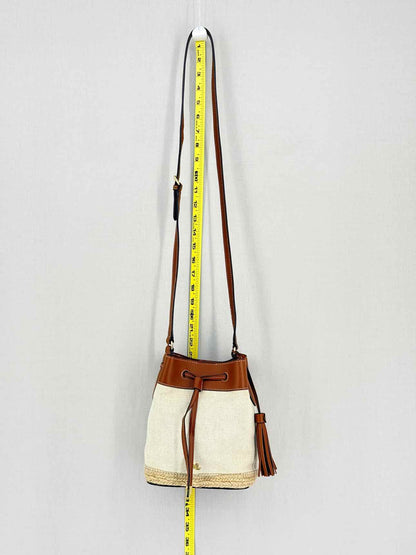 RALPH LAUREN Canvas Debby Beige & Tan Bucket Bag