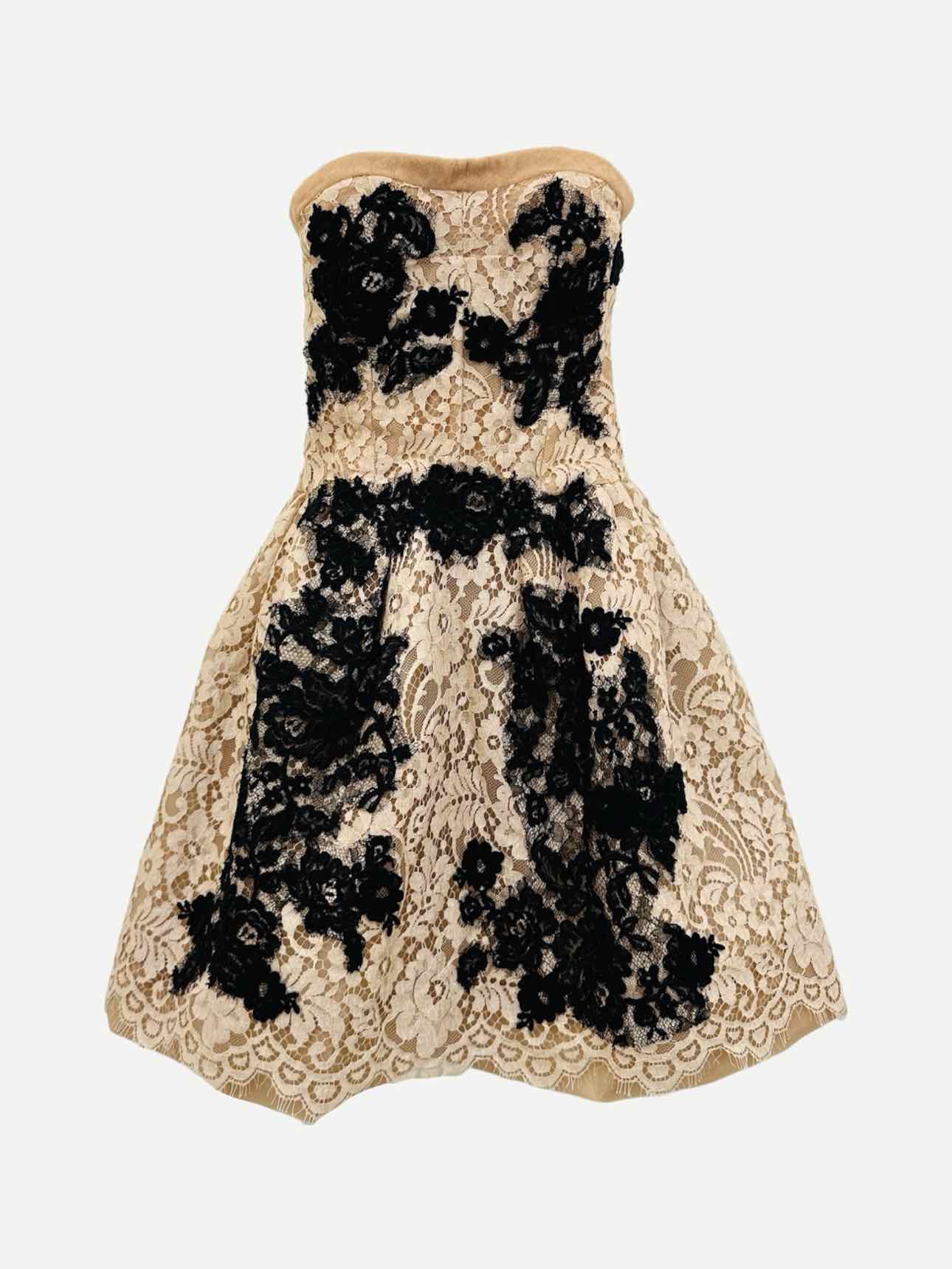DOLCE & GABBANA Beige & Black Size US 6 Short Dress