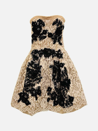 DOLCE & GABBANA Beige & Black Size US 6 Short Dress