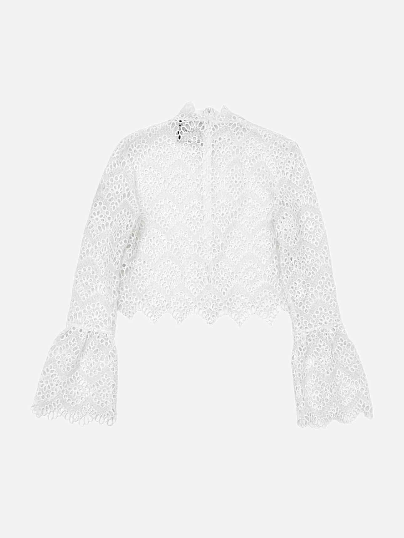 NICHOLAS Cropped White Eyelet Shirt