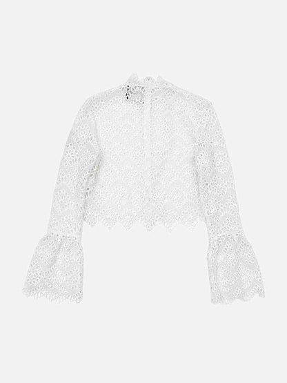 NICHOLAS Cropped White Eyelet Shirt