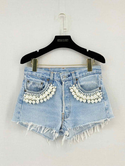 MIU MIU Cut Off Light Blue Washed Size 34 Shorts