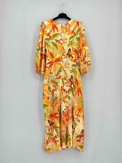 FARM RIO Orange Multicolor Size Small Knee Length Dress