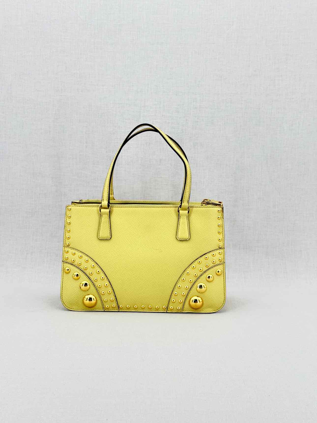 PRADA Double Zip Yellow Tote Bag