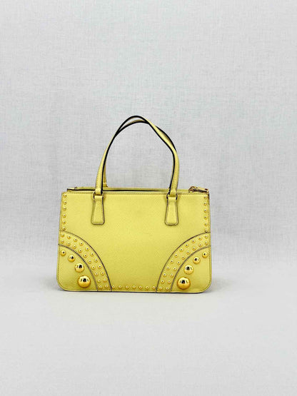 PRADA Double Zip Yellow Tote Bag