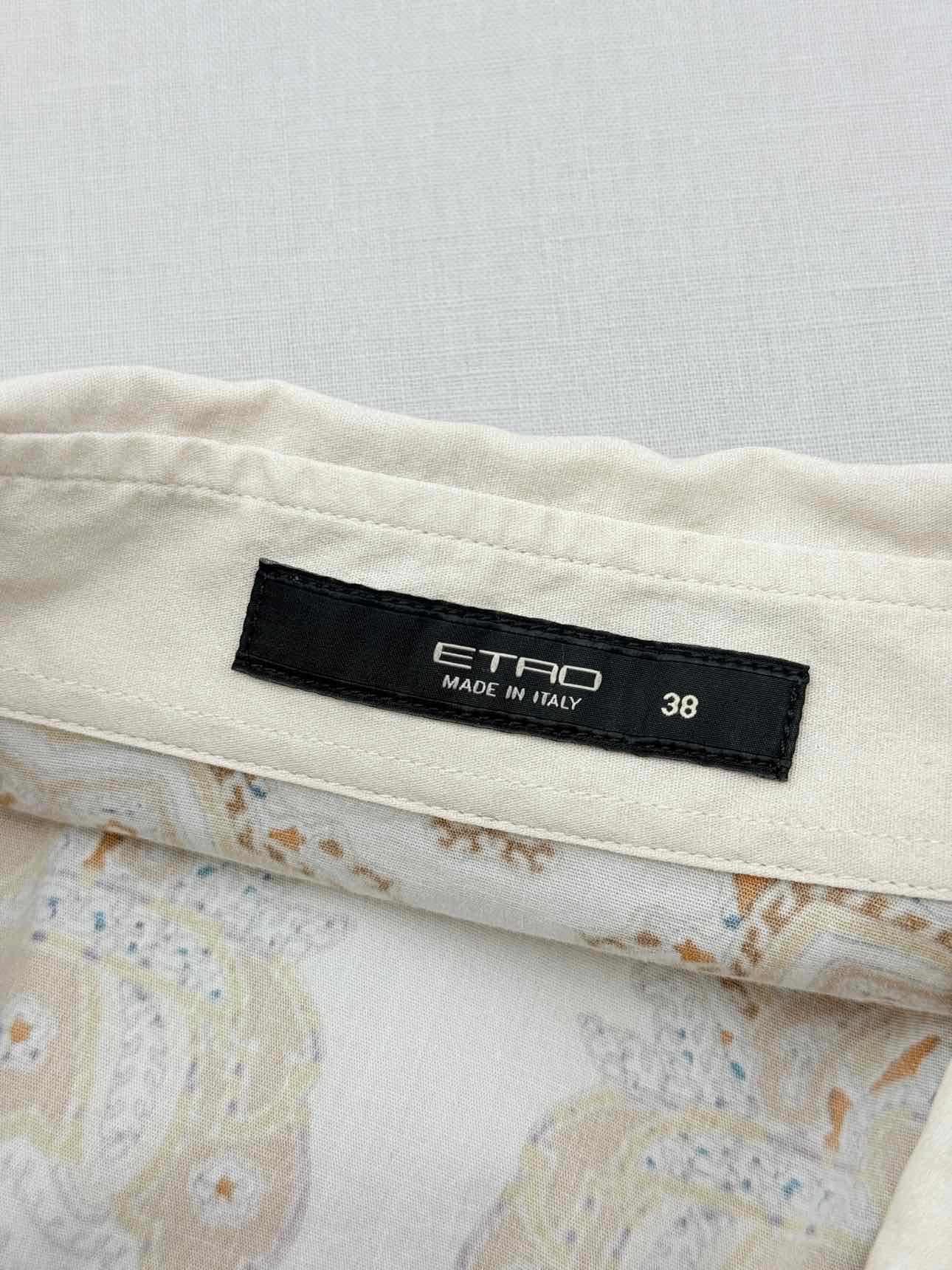 ETRO Cream Multicolor Paisley Print Size US 2 Shirt