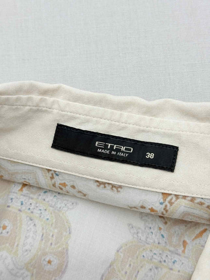 ETRO Cream Multicolor Paisley Print Size US 2 Shirt