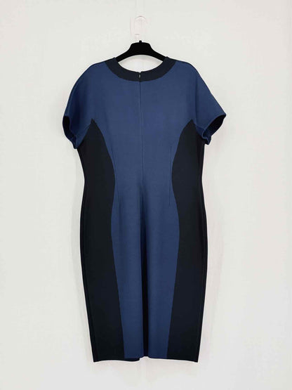 ST. JOHN Black & Navy Blue Size US 16 Knee Length Dress