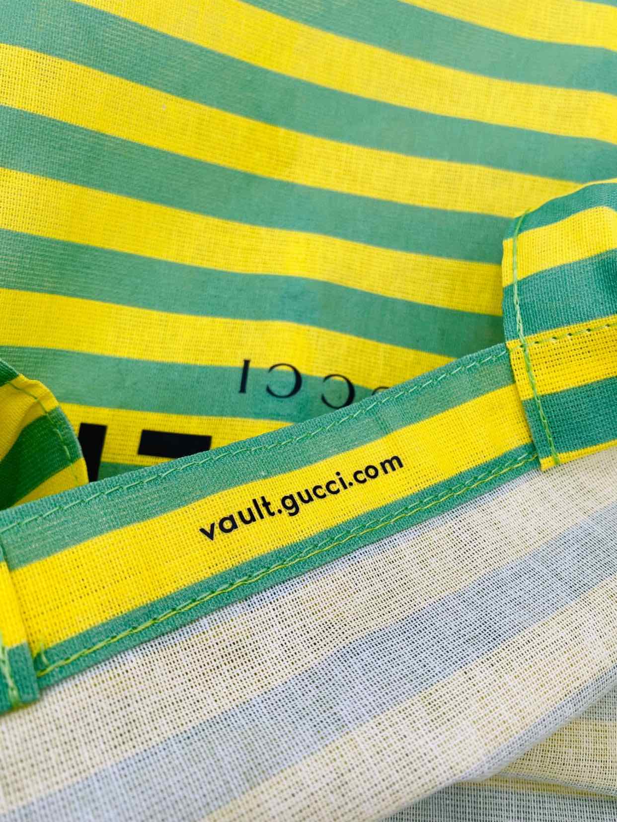 GUCCI X VAULT Yellow & Green Striped Tote Bag