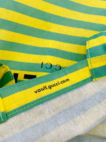 GUCCI X VAULT Yellow & Green Striped Tote Bag