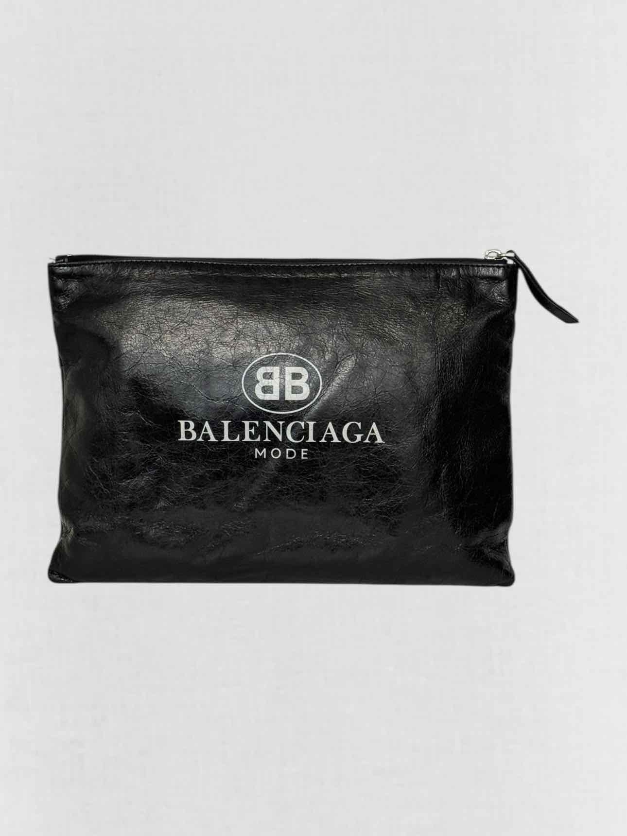 BALENCIAGA Black Logo Print Clutch