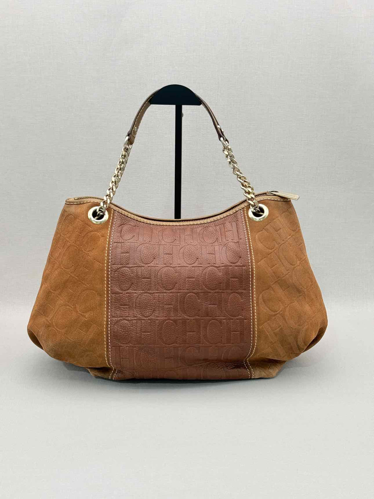 CAROLINA HERRERA Signature Brown Monogram Shoulder Bag