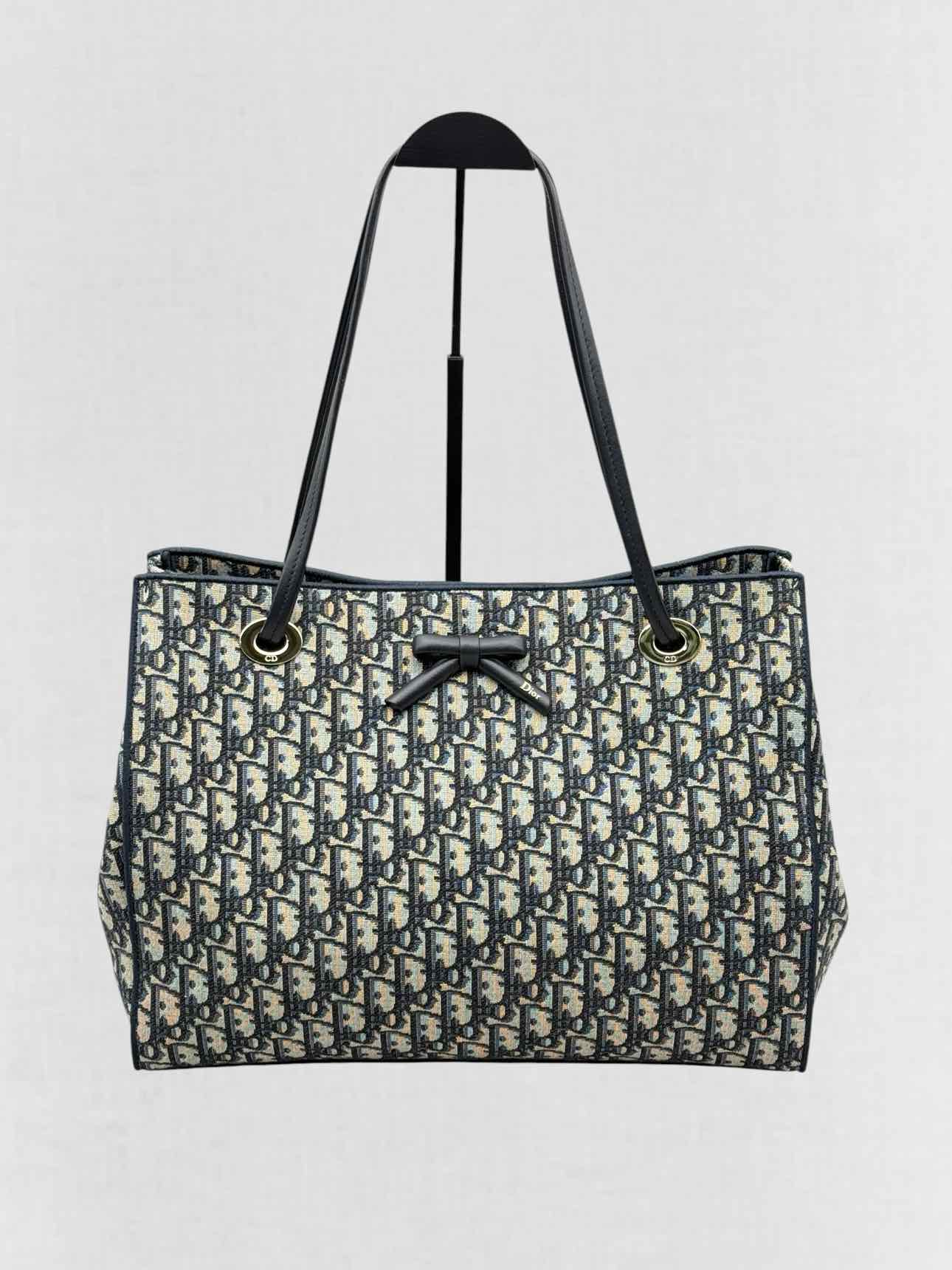 DIOR Promenade Blue & Beige Oblique Jacquard Tote Bag