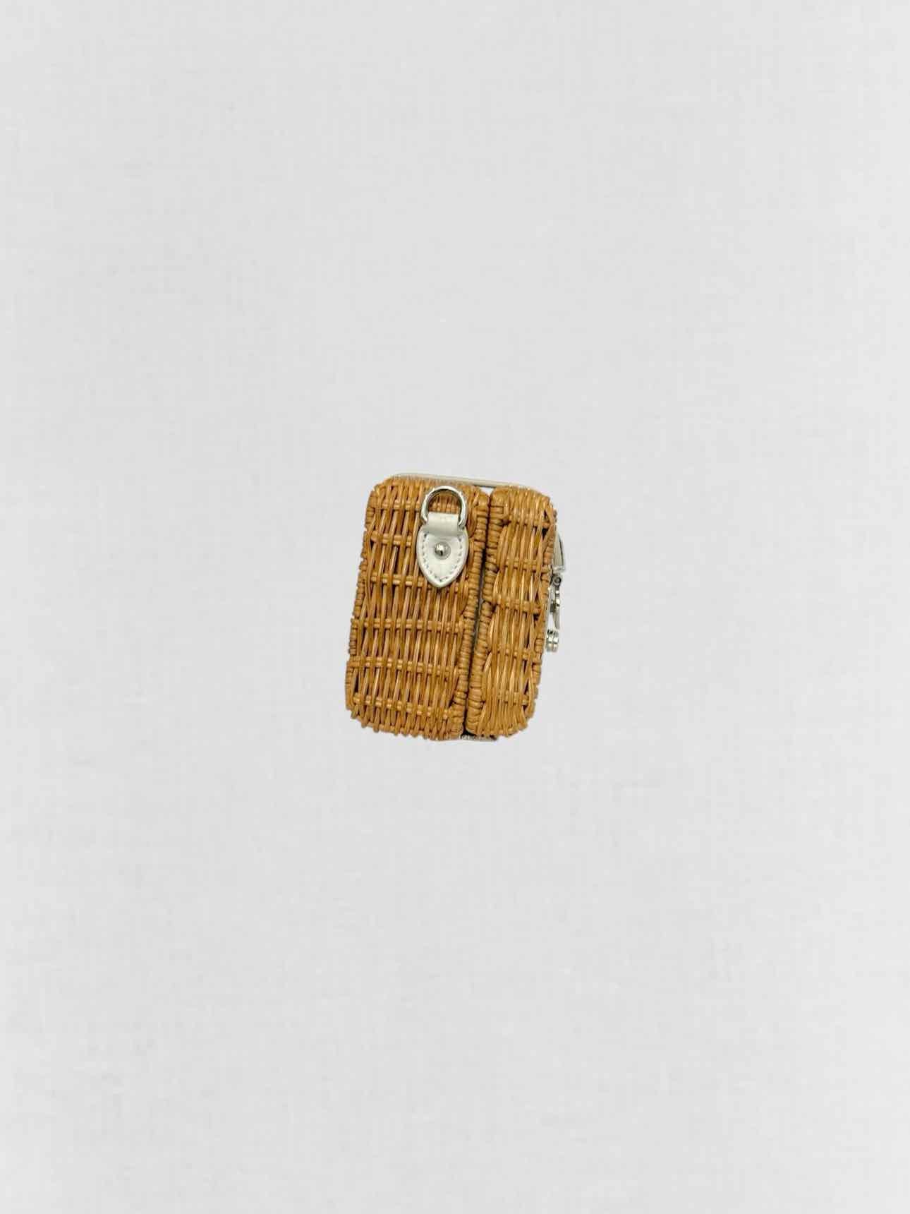 MIU MIU Midollino Brown w/ White Woven Clutch