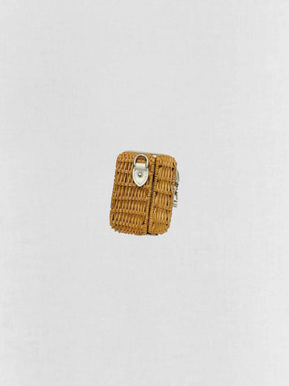 MIU MIU Midollino Brown w/ White Woven Clutch