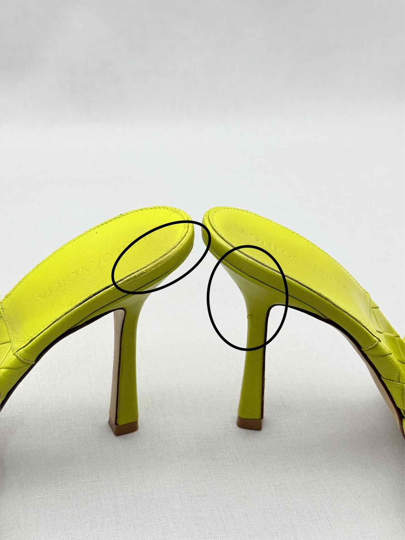 BOTTEGA VENETA Lido Yellow Woven Size EU 38 Mules
