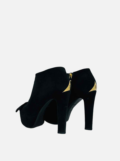 LOUIS VUITTON Peep Toe Black Booties 38