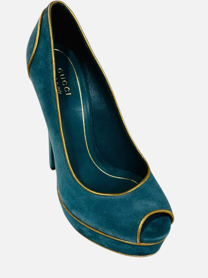 GUCCI Open Toe Teal Blue Size EU 38.5 Pumps