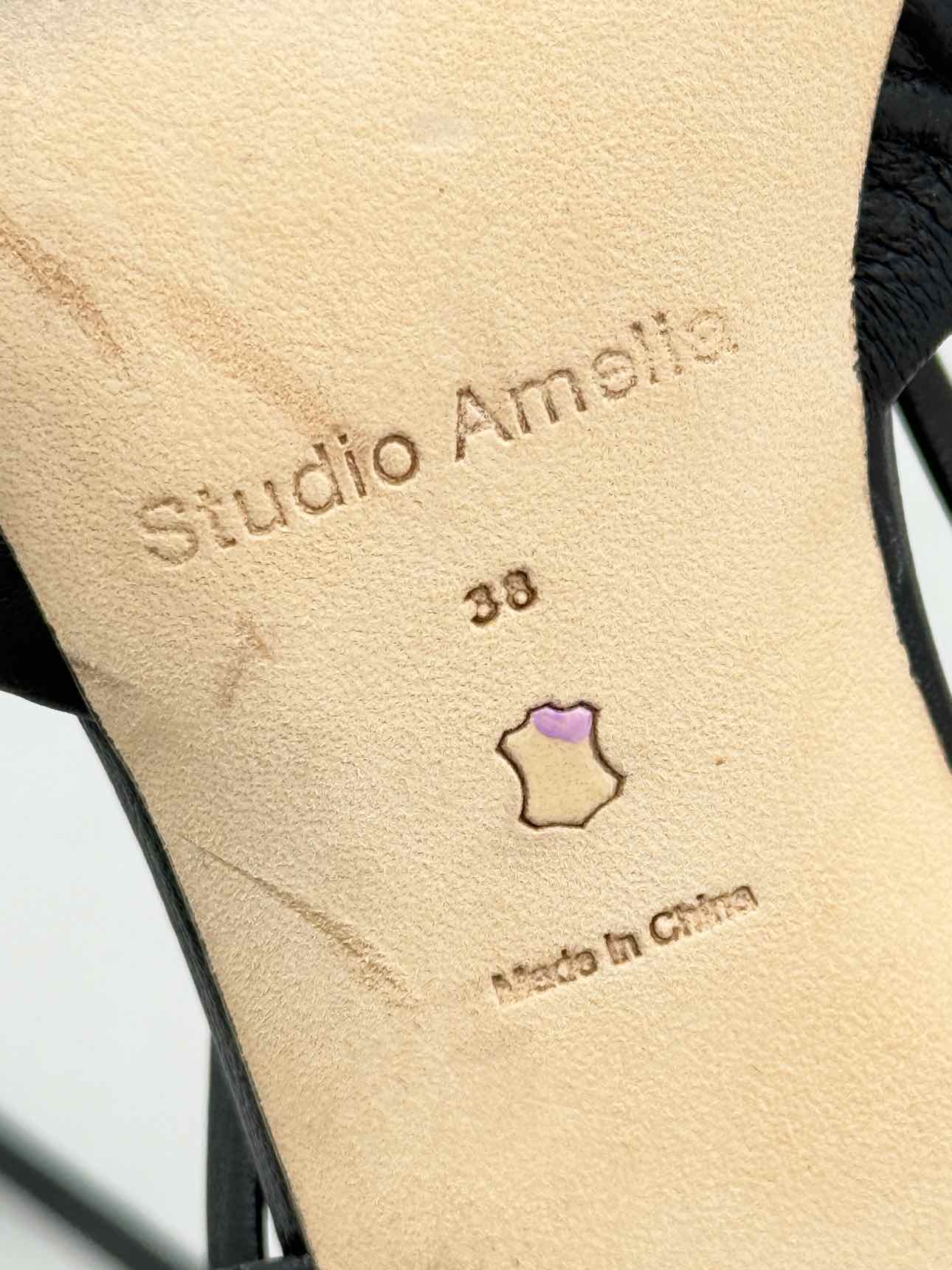 STUDIO AMELIA Round Toe Black Size EU 38 Heeled Sandals