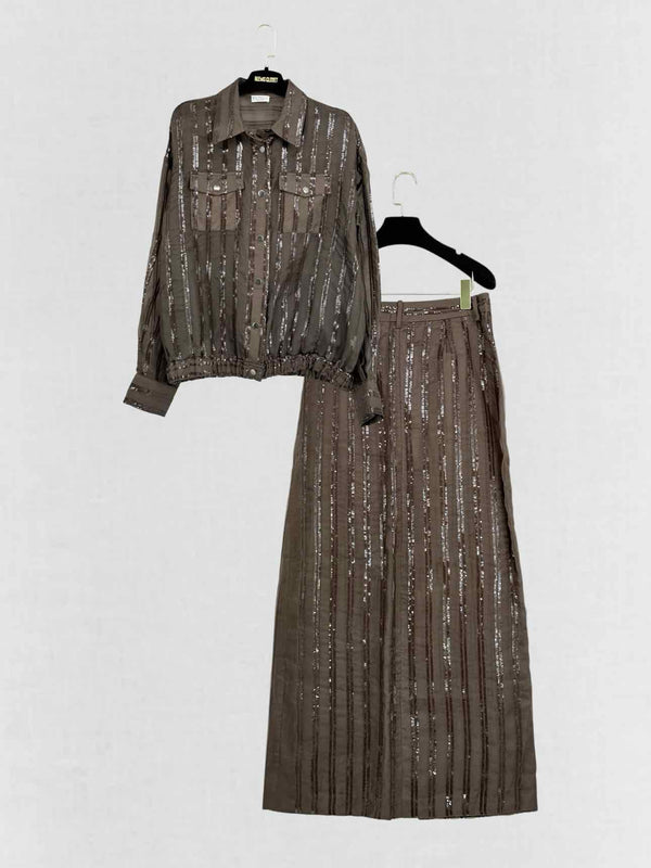 BRUNELLO CUCINELLI Brown Size US 4 Outfit Set