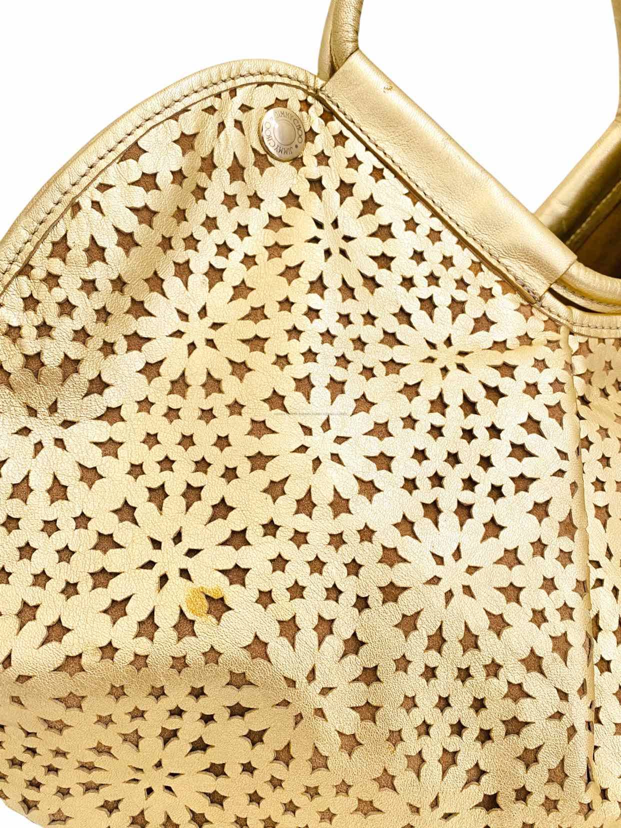 JIMMY CHOO Laser Cut Gold Shoulder Bag
