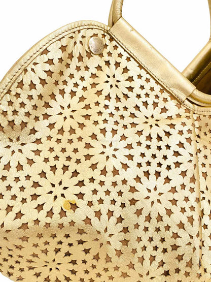 JIMMY CHOO Laser Cut Gold Shoulder Bag