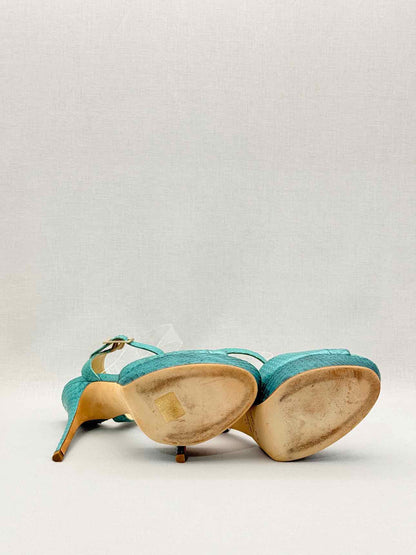 JIMMY CHOO Linda Turquoise Size EU 41 Platform Sandals