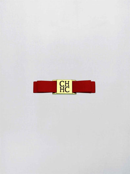 CAROLINA HERRERA Red Logo Plaque Hair Clip
