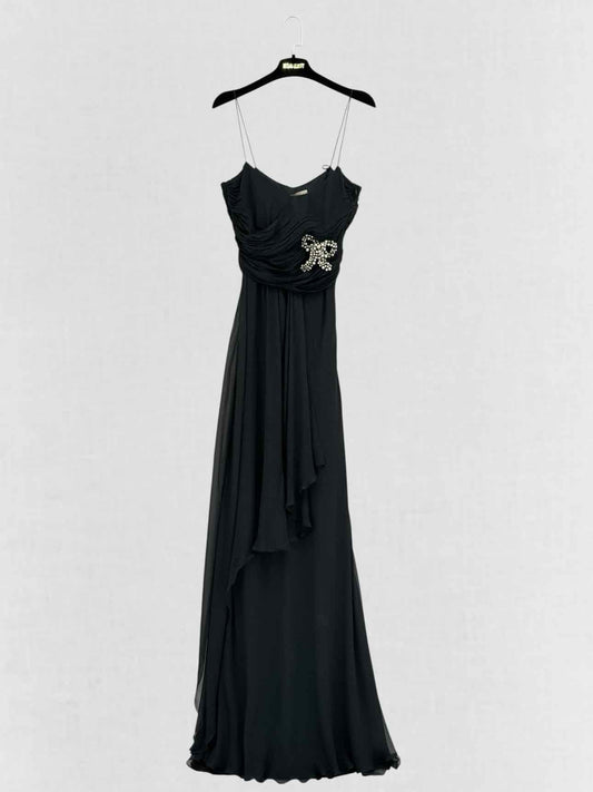 BLUMARINE Black Ruched Size US 8 Long Dress