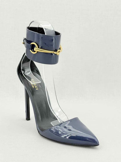 GUCCI Ursula Navy Blue Size EU 39.5 Heeled Sandals
