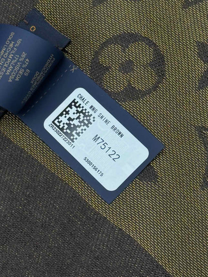 LOUIS VUITTON Brown & Gold Monogram Shawl