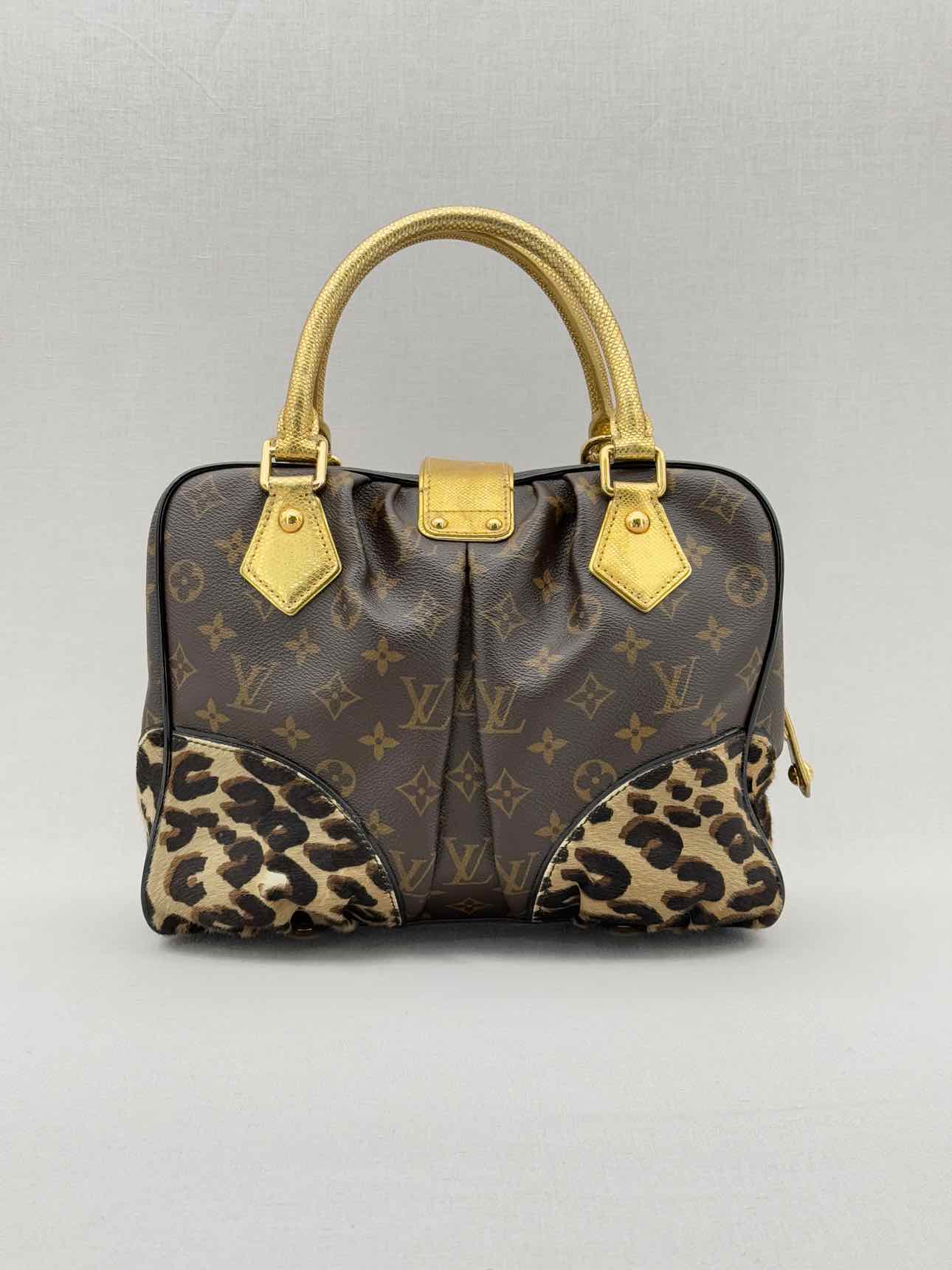 LOUIS VUITTON Adele Brown & Beige Leopard Top Handle