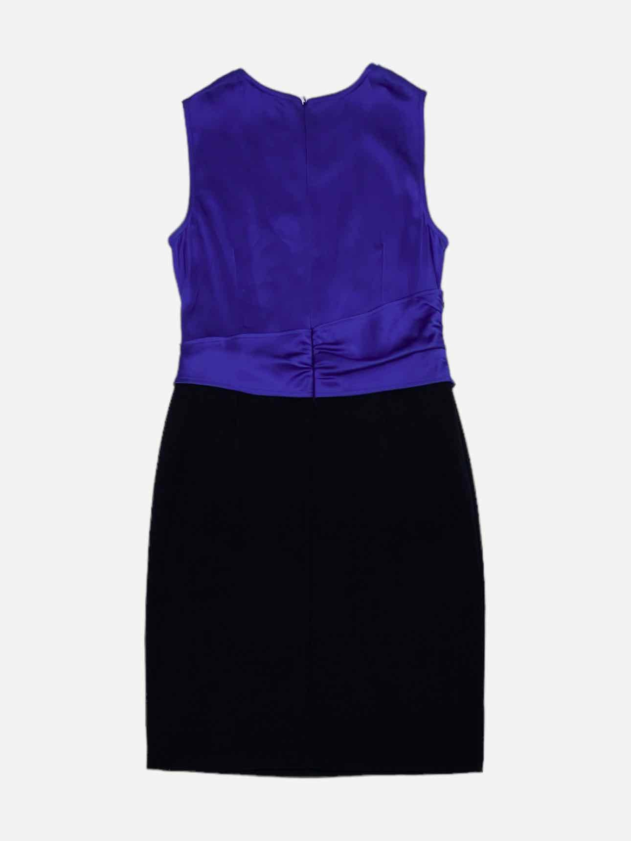 ST. JOHN Sheath Blue & Black Knee Length Dress