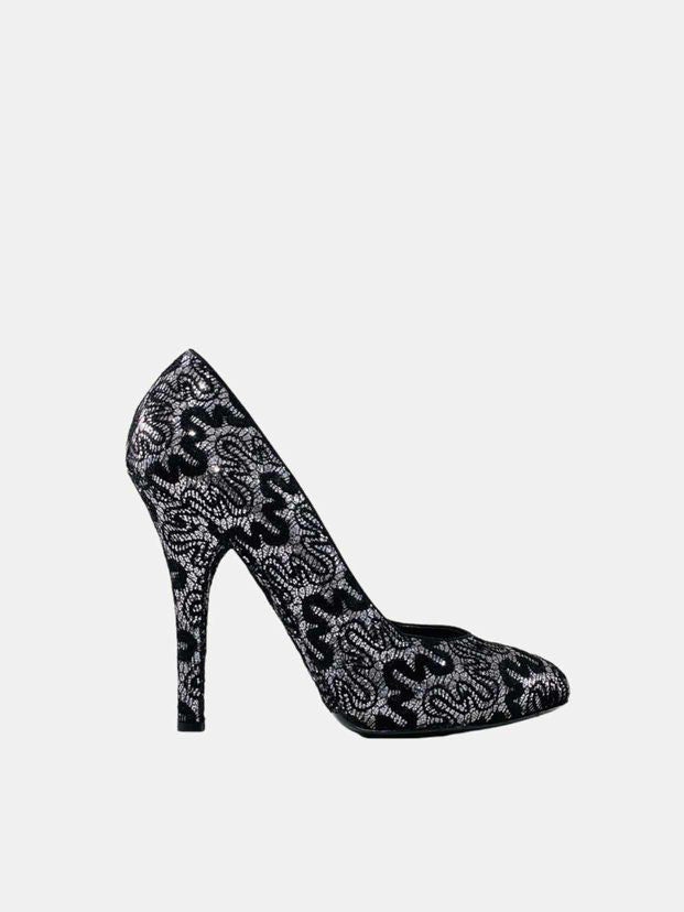 DOLCE & GABBANA Lace Silver & Black Size EU 40 Pumps