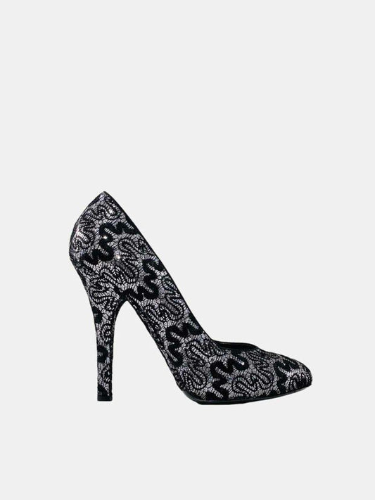 DOLCE & GABBANA Lace Silver & Black Size EU 40 Pumps
