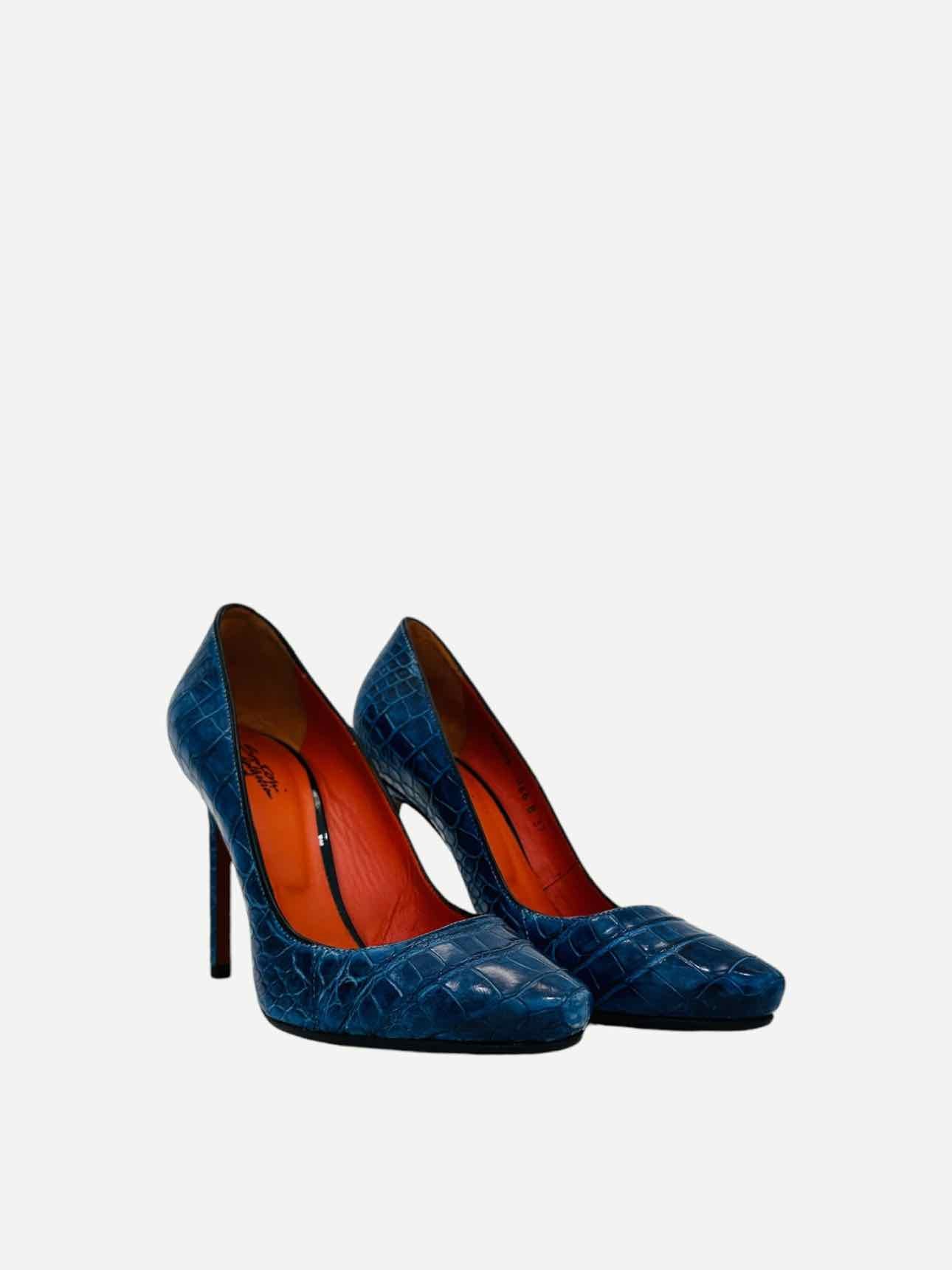 SANTONI Croc Blue Pumps 37