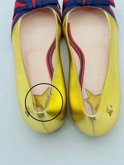 GUCCI Gold Size EU 38 Ballet Flats