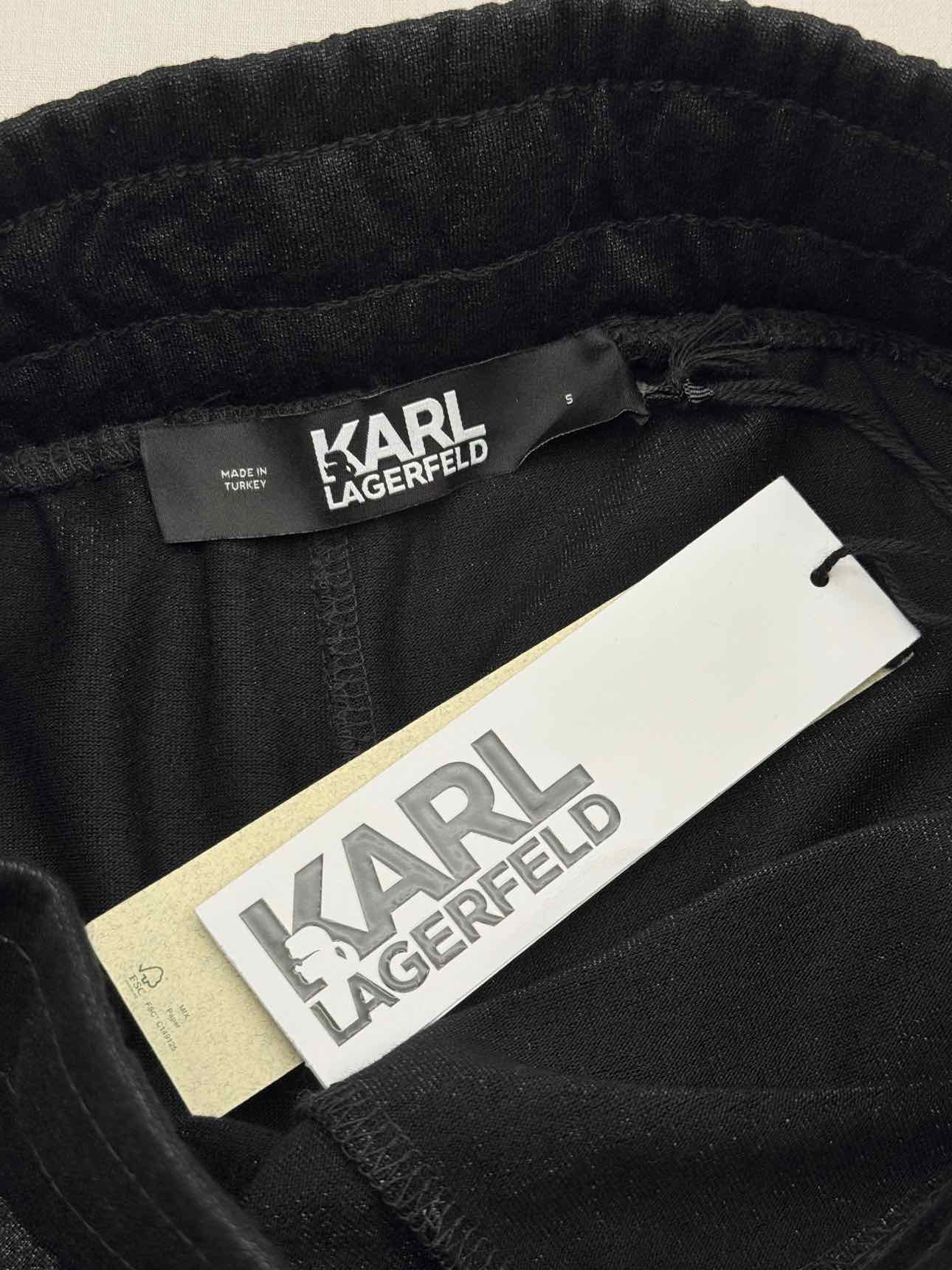 KARL LAGERFELD Black Glitter Size Small Pants