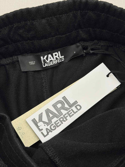 KARL LAGERFELD Black Glitter Size Small Pants